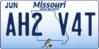MO license plate AH2V4T