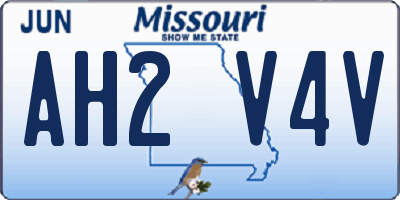MO license plate AH2V4V