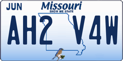 MO license plate AH2V4W