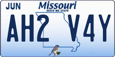 MO license plate AH2V4Y