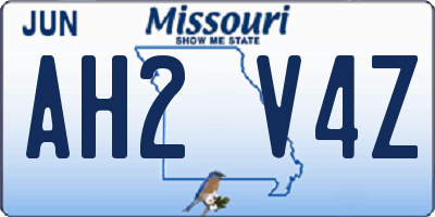 MO license plate AH2V4Z