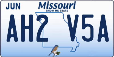 MO license plate AH2V5A