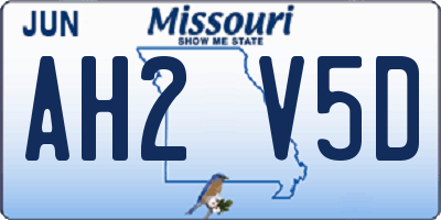 MO license plate AH2V5D