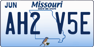 MO license plate AH2V5E