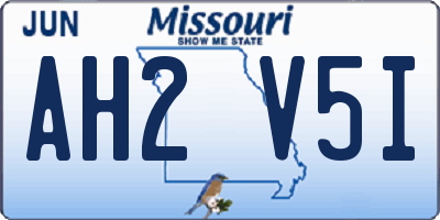 MO license plate AH2V5I