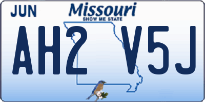 MO license plate AH2V5J