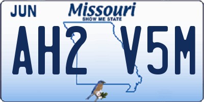 MO license plate AH2V5M