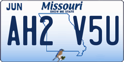 MO license plate AH2V5U