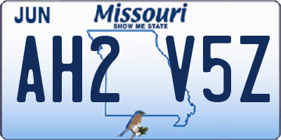 MO license plate AH2V5Z