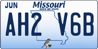 MO license plate AH2V6B