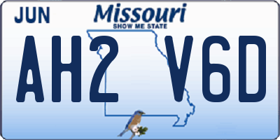 MO license plate AH2V6D