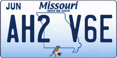 MO license plate AH2V6E