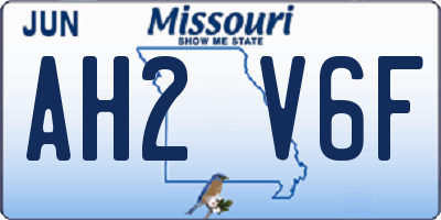 MO license plate AH2V6F