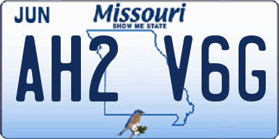 MO license plate AH2V6G