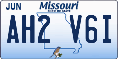 MO license plate AH2V6I
