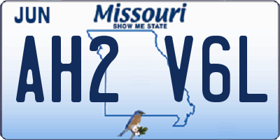 MO license plate AH2V6L