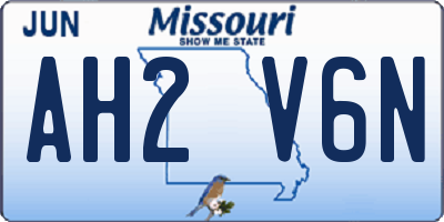 MO license plate AH2V6N