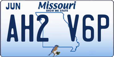 MO license plate AH2V6P