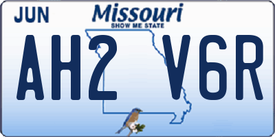 MO license plate AH2V6R