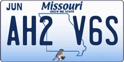MO license plate AH2V6S