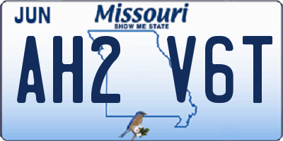 MO license plate AH2V6T