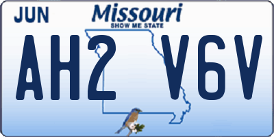 MO license plate AH2V6V