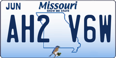 MO license plate AH2V6W