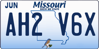 MO license plate AH2V6X