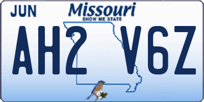 MO license plate AH2V6Z