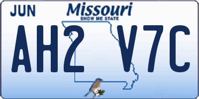 MO license plate AH2V7C
