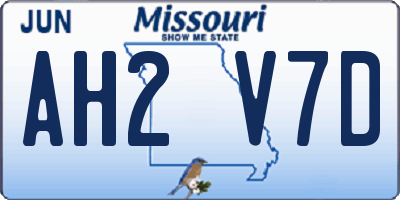 MO license plate AH2V7D