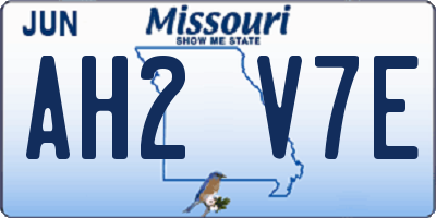 MO license plate AH2V7E