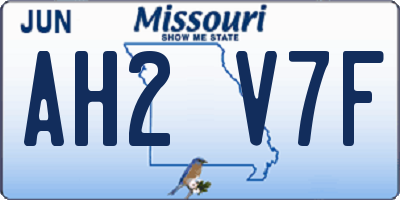 MO license plate AH2V7F