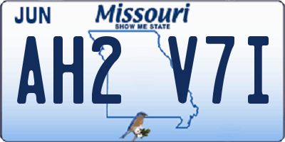 MO license plate AH2V7I