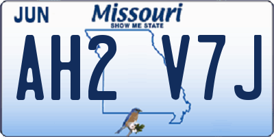 MO license plate AH2V7J