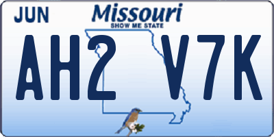 MO license plate AH2V7K