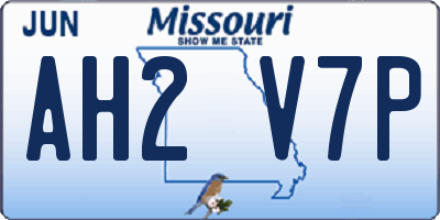 MO license plate AH2V7P