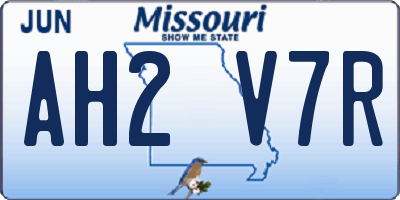 MO license plate AH2V7R
