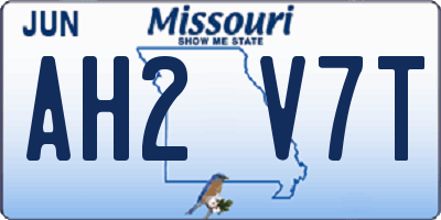 MO license plate AH2V7T