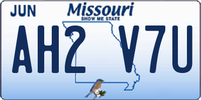 MO license plate AH2V7U