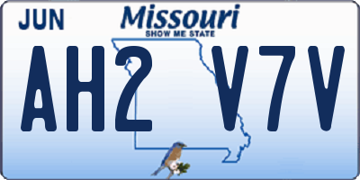 MO license plate AH2V7V