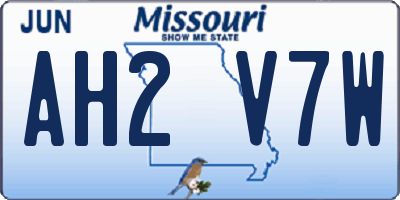 MO license plate AH2V7W