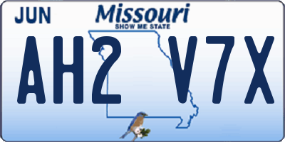 MO license plate AH2V7X