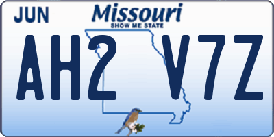 MO license plate AH2V7Z