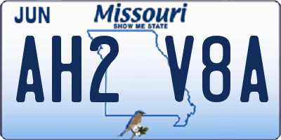 MO license plate AH2V8A