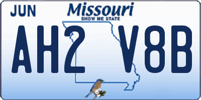 MO license plate AH2V8B