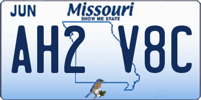 MO license plate AH2V8C