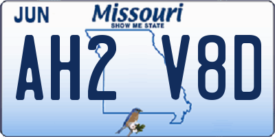 MO license plate AH2V8D