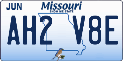 MO license plate AH2V8E