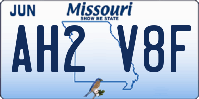 MO license plate AH2V8F